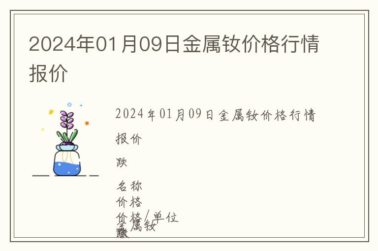 2024年01月09日金屬釹價格行情報價